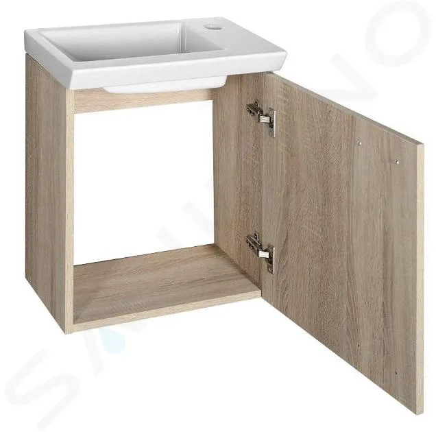 Aqualine Zoja - Meuble lavabo 44x50x24 cm, chêne platine 51046DP