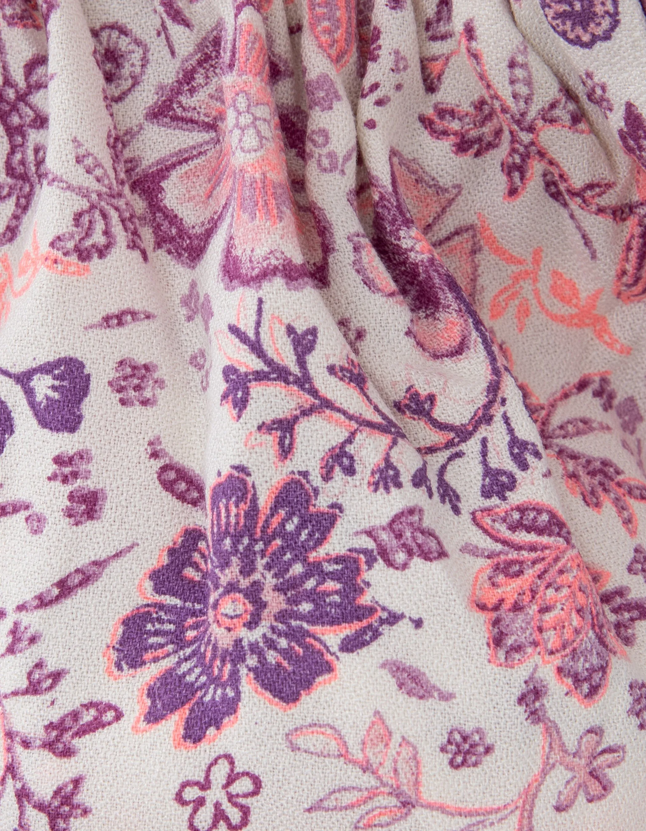 Off-White Skirt with Lilac Floral Print for Girls