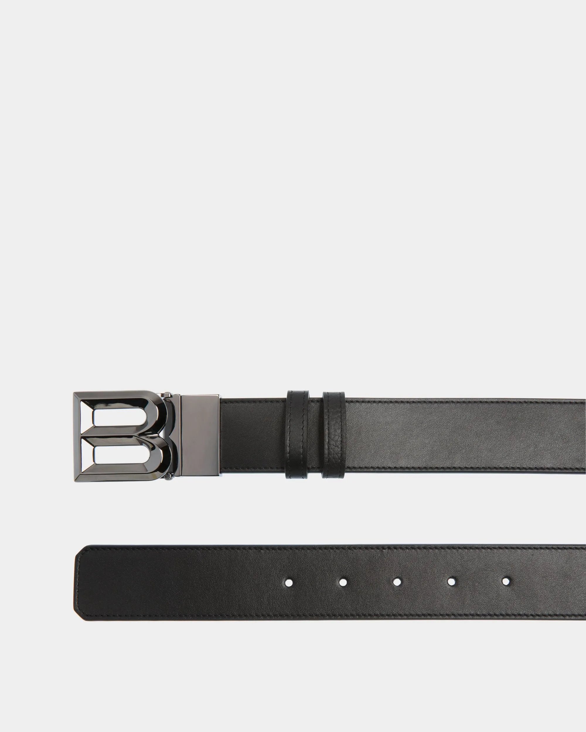 Reversible and Adjustable 35mm Black Leather Belt B Bold