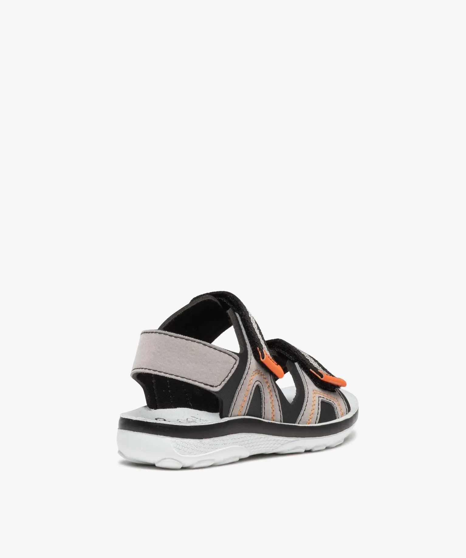 Black fabric boy's two-tone sandals with Velcro straps - sandals and open-toe shoes.